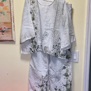 Shall We Green Floral Wide Leg 2-Piece Set